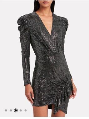 IRO LouLou Sequin V-Neck Long Sleeve Party Dress - Black-NWOT